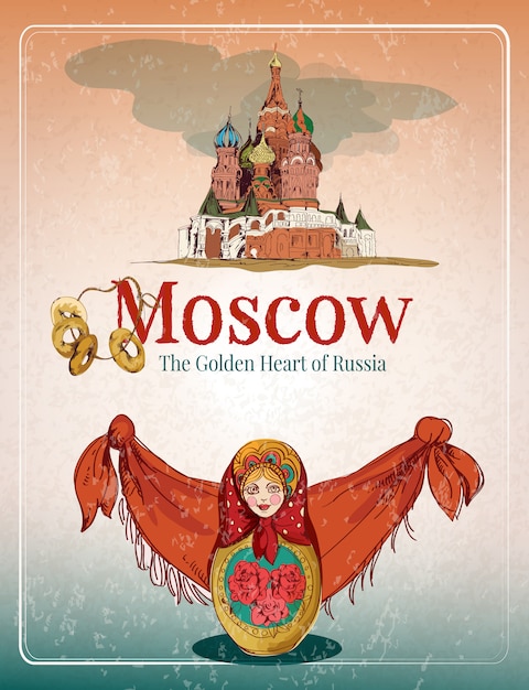 Бесплатное векторное изображение Московский ретро постер