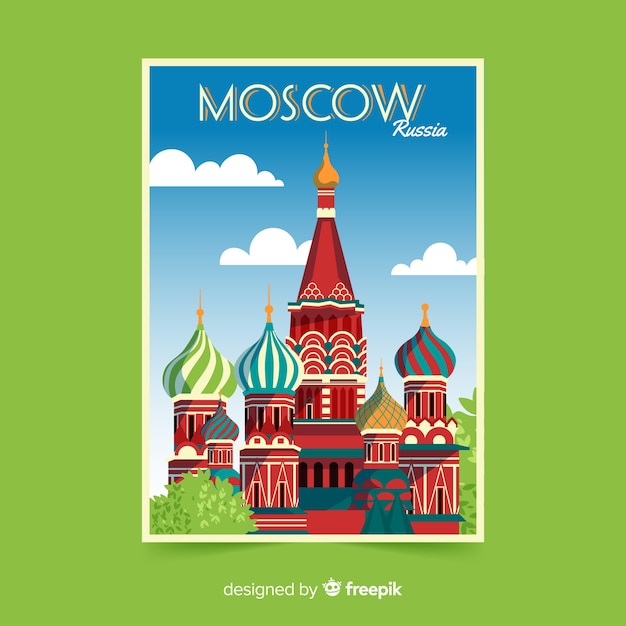 Free vector moscow retro promotional flyer