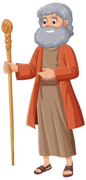 Free vector moses cartoon character a religious bible story illustration