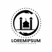 Free vector mosque black silhouette logo icon design