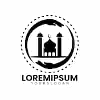 Vettore gratuito la silhouette nera della moschea logo icon design