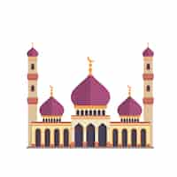 Бесплатное векторное изображение Дизайн мечети на белом фоне