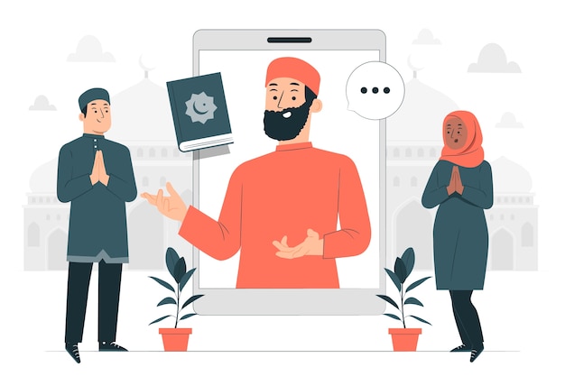無料ベクター モスクのオンライン サービスの概念図