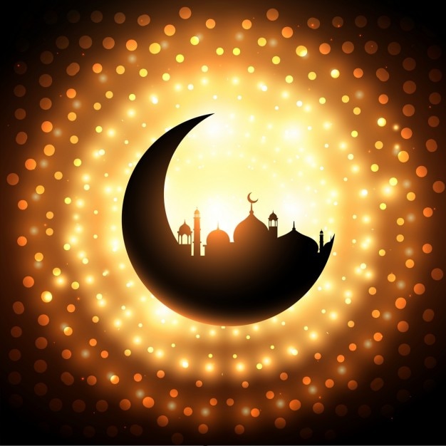 Бесплатное векторное изображение Форма мечети фон в золотом фоне сверкают