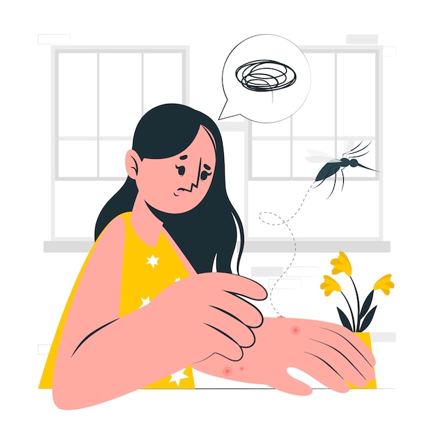 Бесплатное векторное изображение Иллюстрация концепции укуса комара