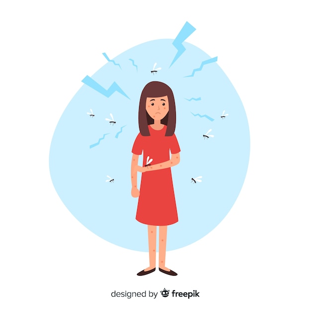 Free vector mosquito biting a a person with flat design