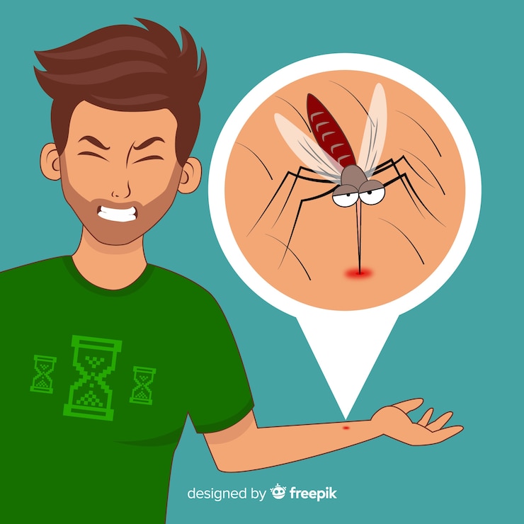 Free Vector mosquito biting a person with flat design