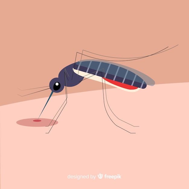 Free vector mosquito biting a person with flat design