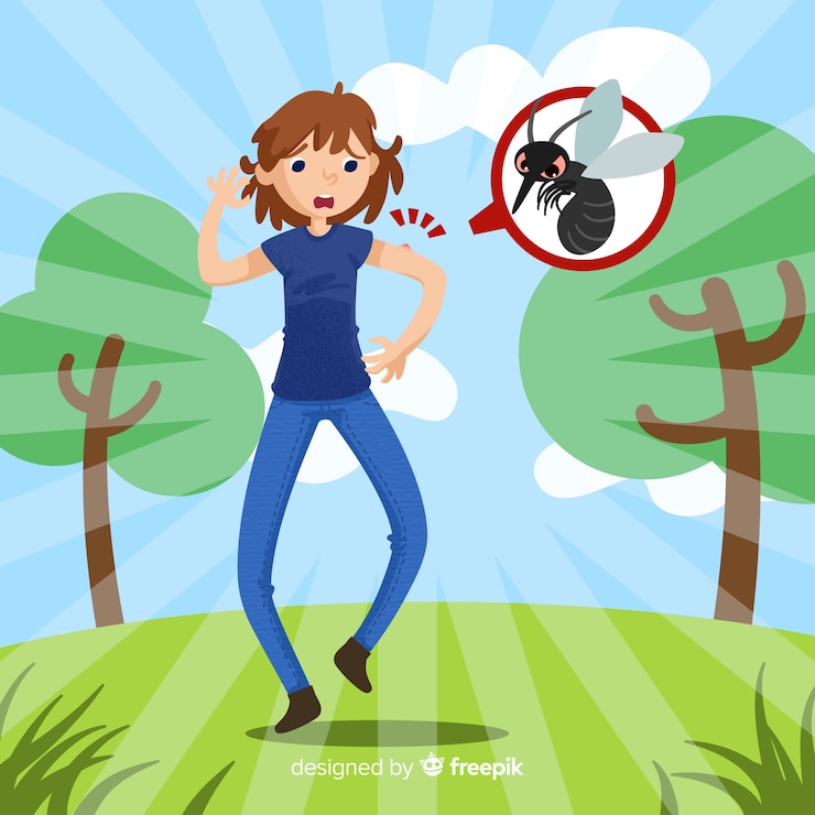 Free Vector mosquito biting a person with flat design
