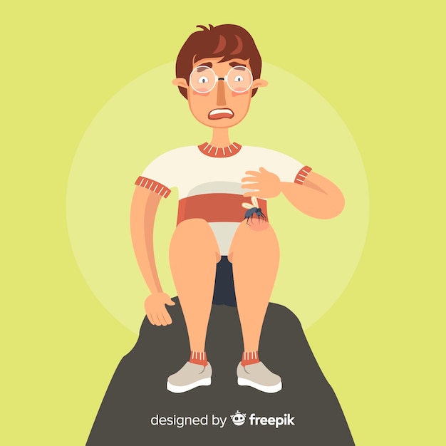 Free vector mosquito biting a person with flat design