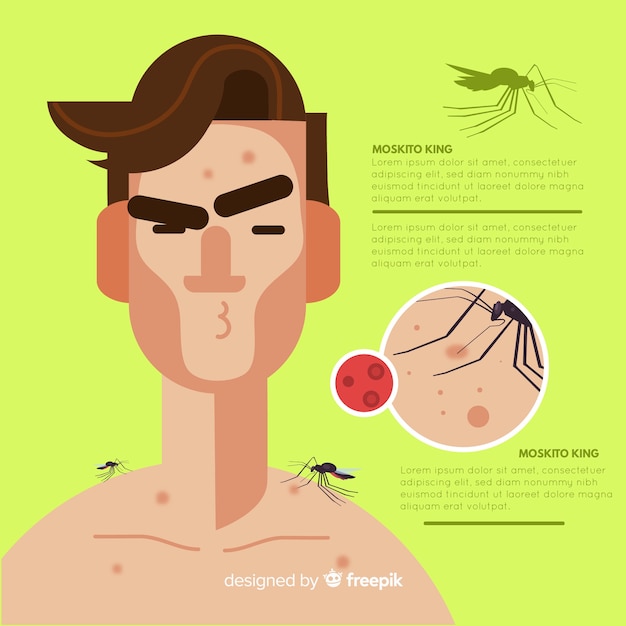 Mosquito biting a person with flat design