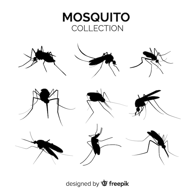 Free vector mosquito silhouette pack of nine