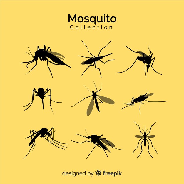 Mosquito silhouette set of nine