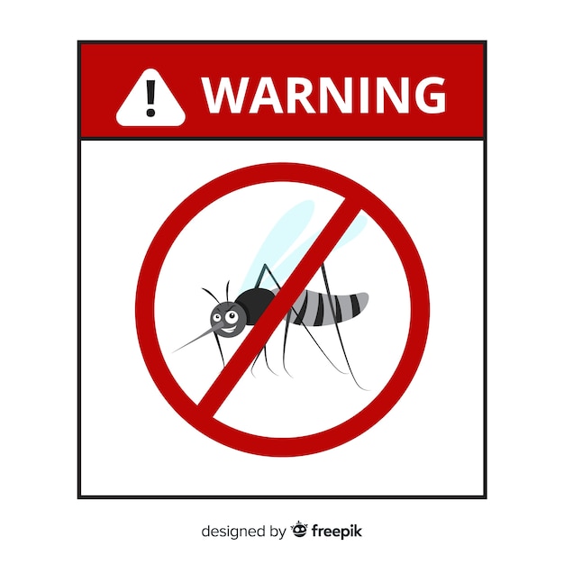 Бесплатное векторное изображение Предупреждающий знак москита с плоской конструкцией