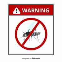 Free vector mosquito warning sign with flat design