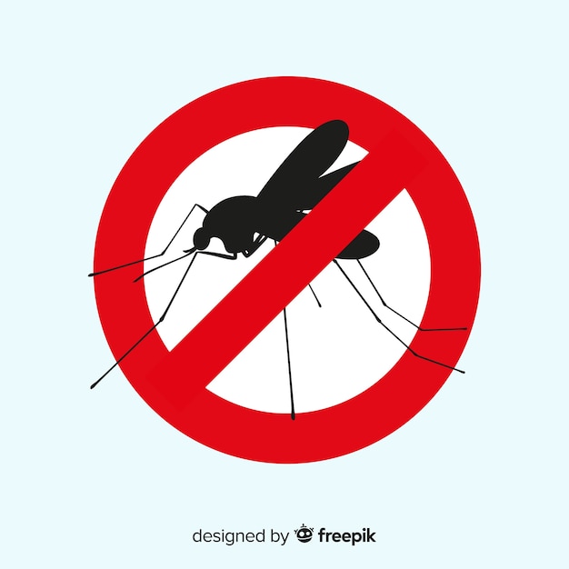 Free vector mosquito warning sign with flat design