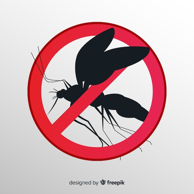 Free vector mosquito warning sign with flat design