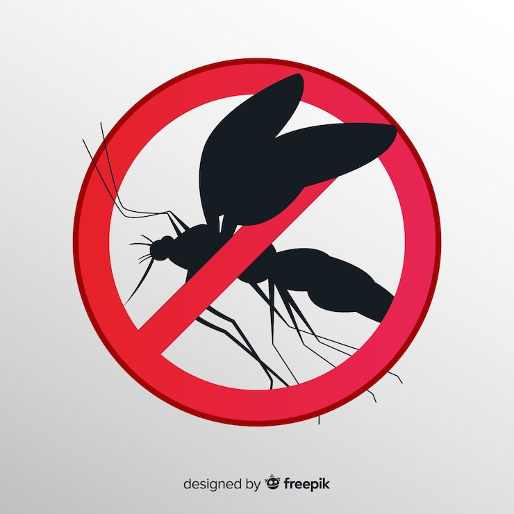 Free Vector mosquito warning sign with flat design
