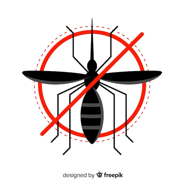 Free vector mosquito warning sign with flat design