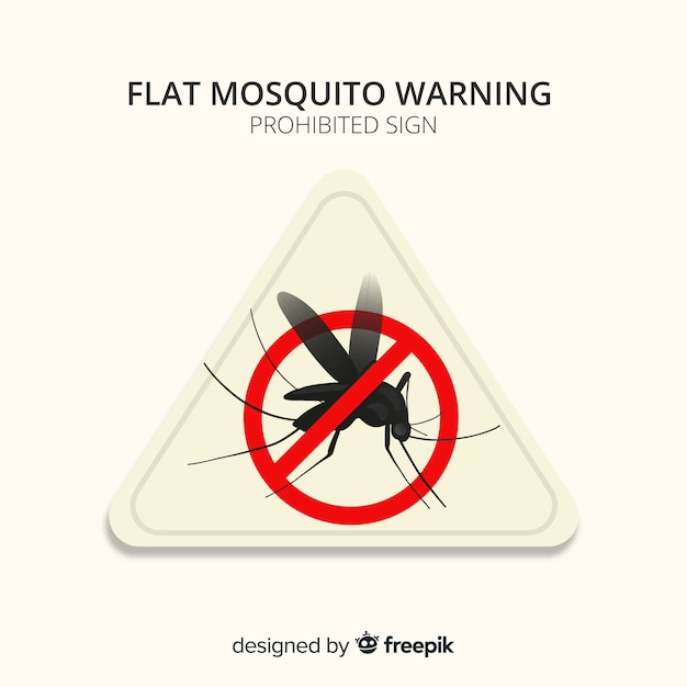 Free vector mosquito warning sign with flat design