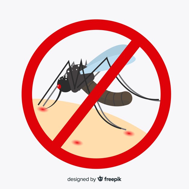 Mosquito warning sign with flat design