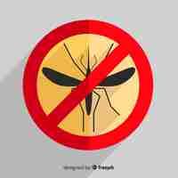 Free vector mosquito warning sign with flat design