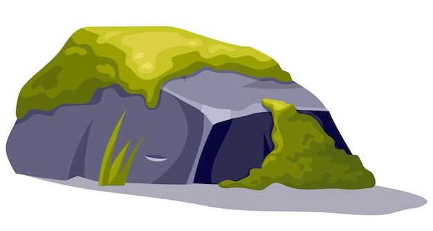 Free vector moss on old gray stones broken cartoon rocks and green lichen