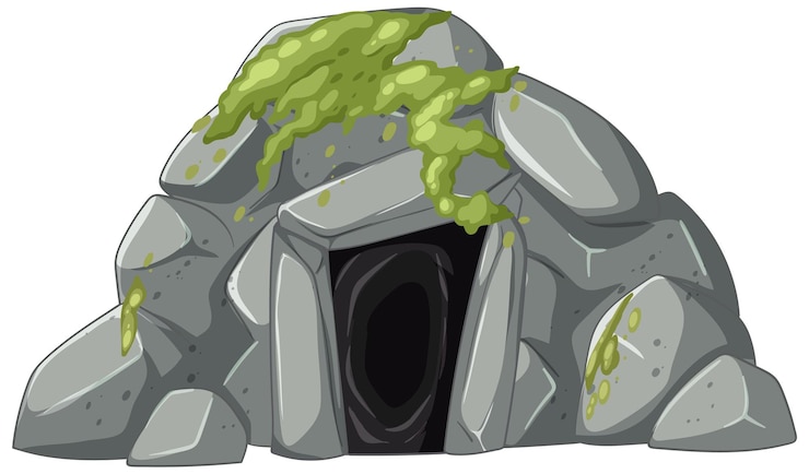 Free Vector mosscovered stone cave entrance