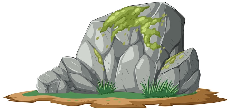 Free Vector mossy rock vector illustration
