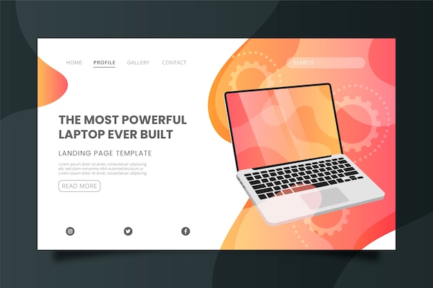 The most powerful laptop landing page template