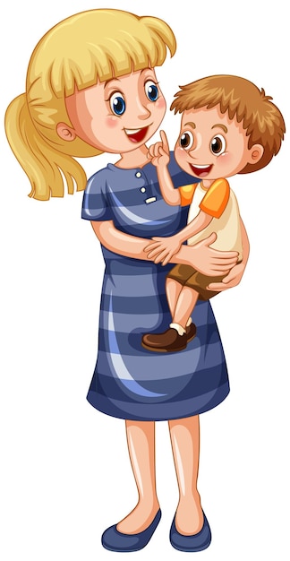 Бесплатное векторное изображение Мать и сын мультипликационный персонаж