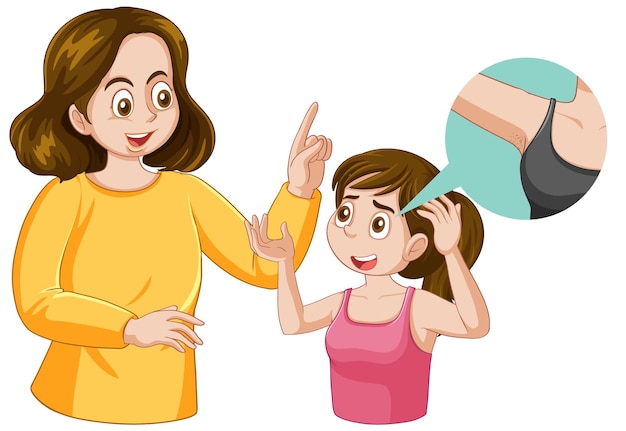 Free vector mother and daughter conversation on underarm hair