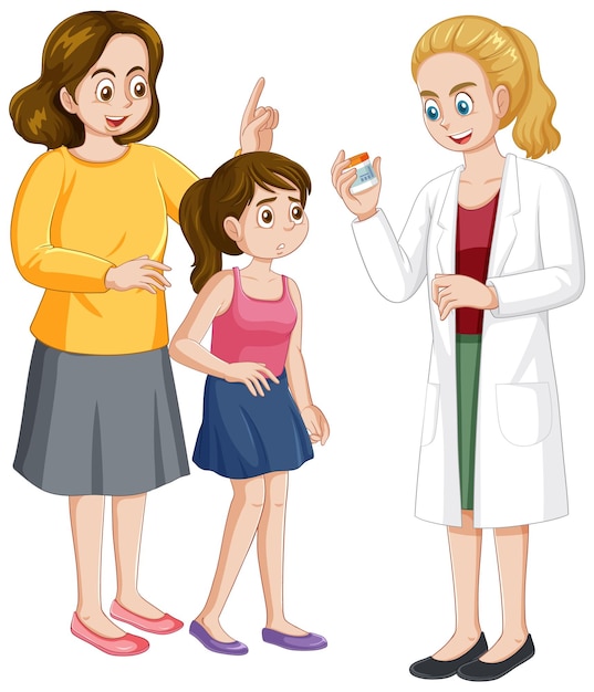 Free vector mother and daughter visiting a doctor