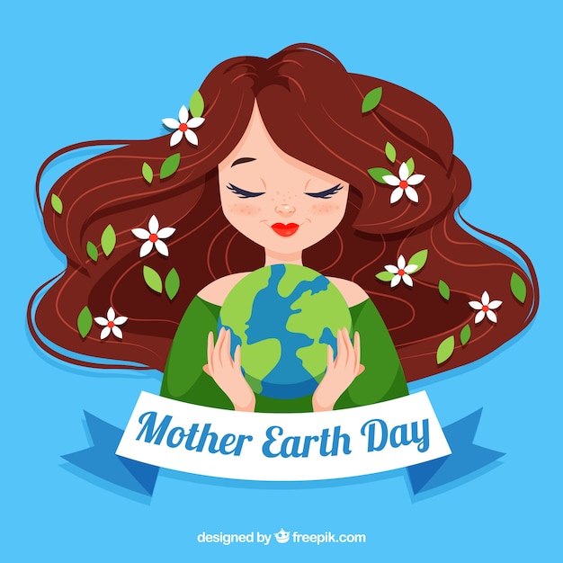 Mother earth day background in flat design