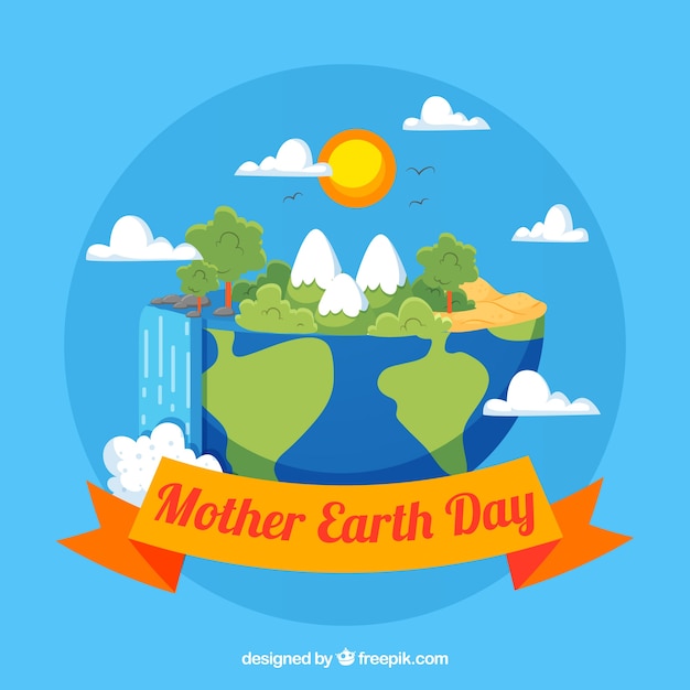 Mother earth day background in flat design