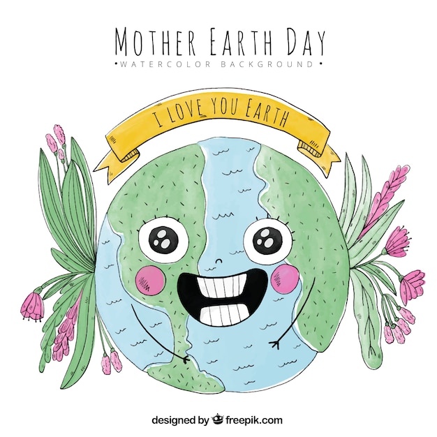 Free Vector mother earth day background painted with watercolor