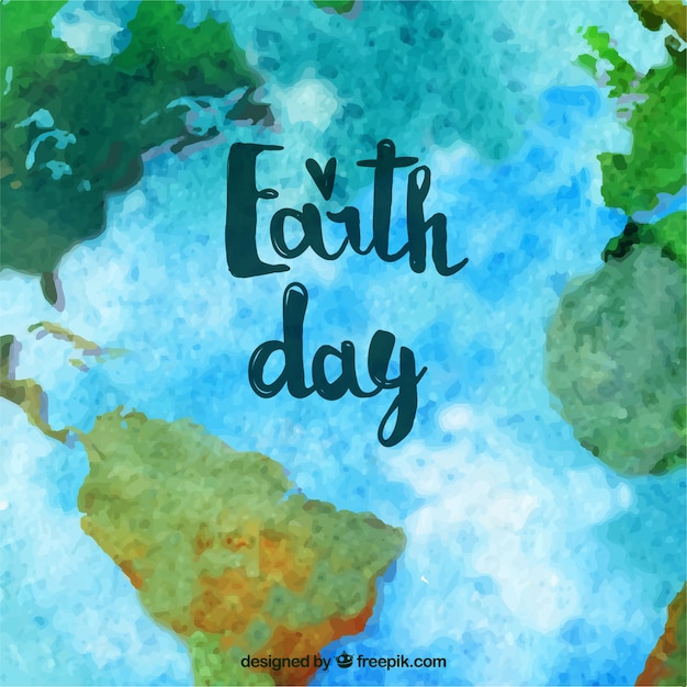 Free vector mother earth day background with watercolor world map