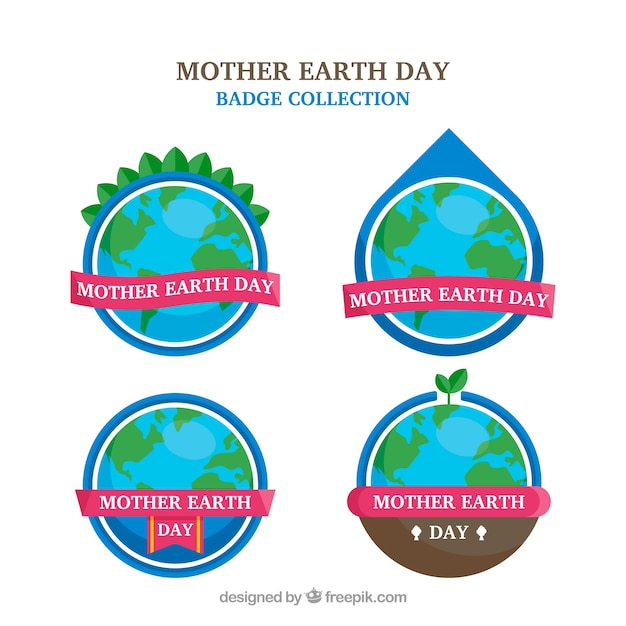 Free vector mother earth day badge collection