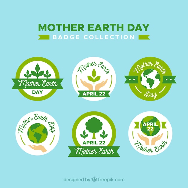 Free vector mother earth day badge collection