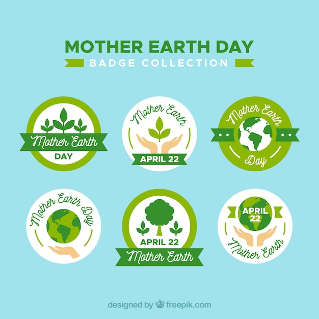 Free vector mother earth day badge collection