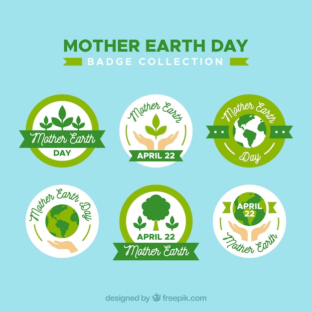 Mother earth day badge collection