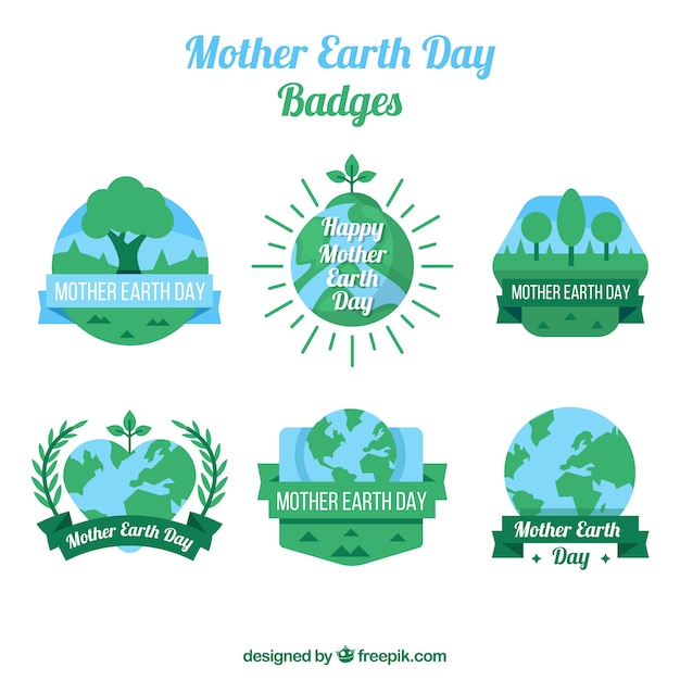 Free vector mother earth day badges