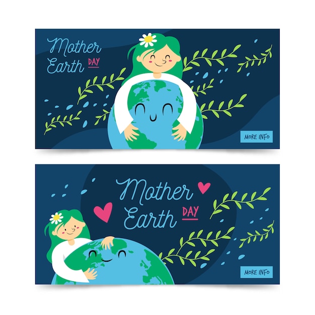 Free vector mother earth day banner flat design collection