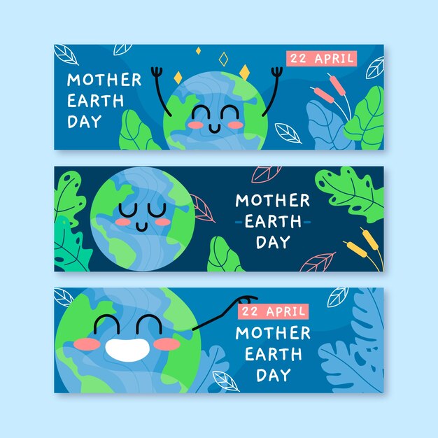 Mother earth day banner in flat design