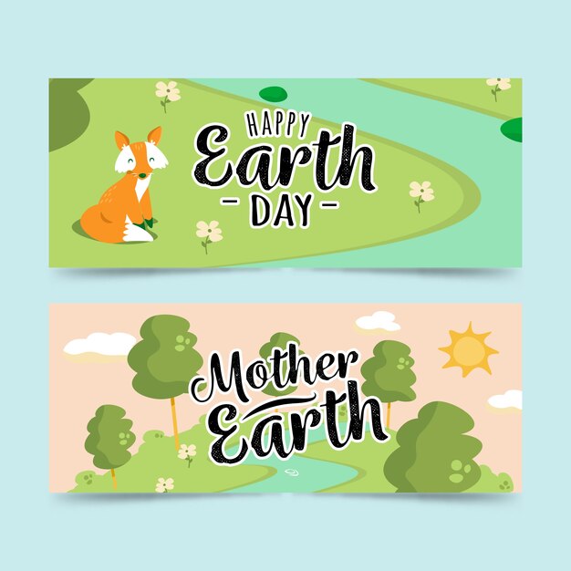 Mother earth day banner in flat design