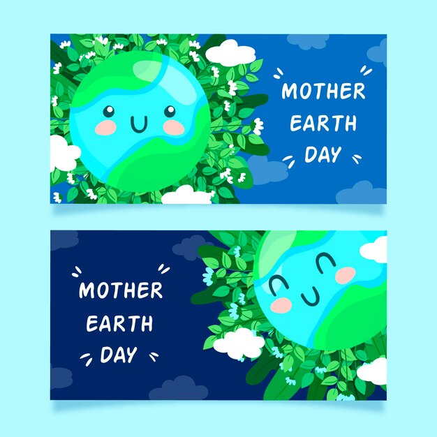 Mother earth day banner happy planet