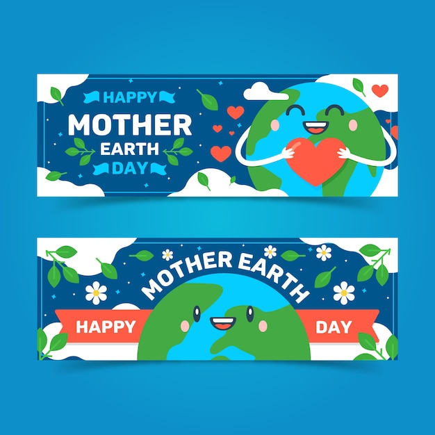 День матери-земли баннер в плоском дизайне