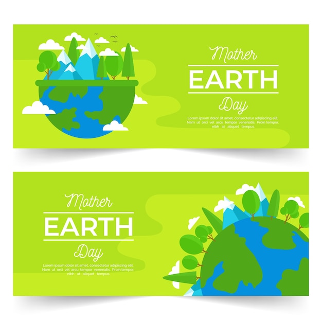 Mother earth day banner with planet and nature