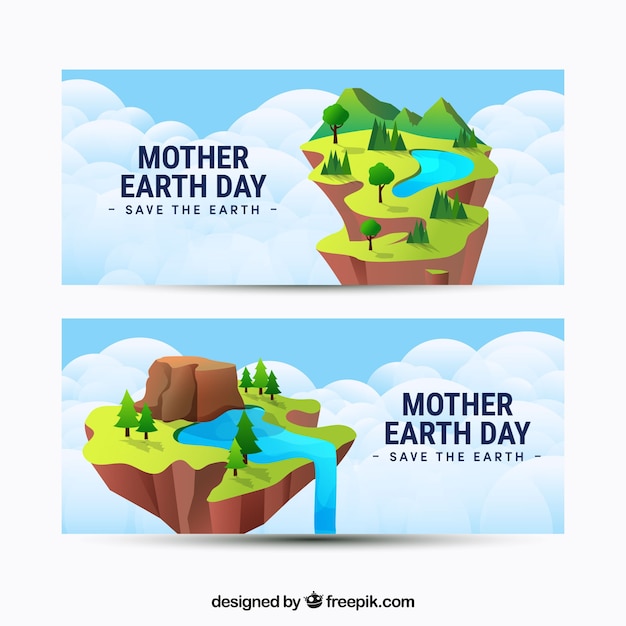 Mother earth day banners in flat design