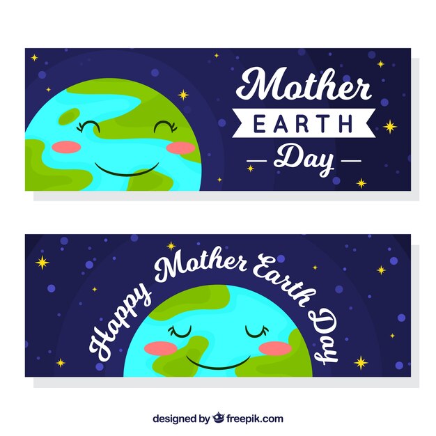 Mother earth day banners in flat design